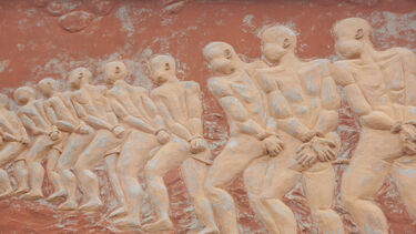 Point of No Return Monument detail, infamous gateway of slavery