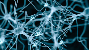 Neuron cells system. Conceptual medical image. Glowing synapse. Healthcare concept.
