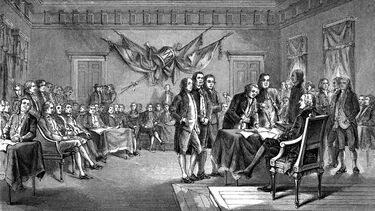 Illustration of drafting First Declaration of Independence.
