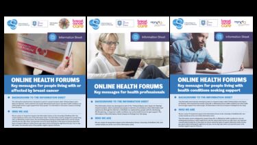 Previes of the Space for Sharing online health forums information sheets.