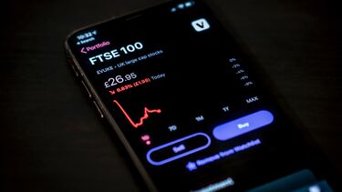 Stocks on a mobile phone screen