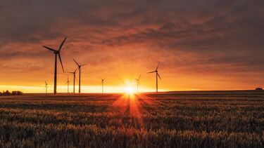 Wind turbine at sunrise