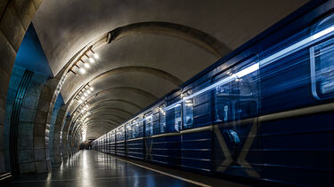 Train at subway station