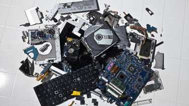 A pile of old waste parts from technical hardware