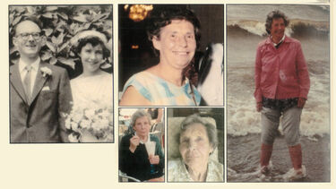 A collage of photos of Monica throughout her life