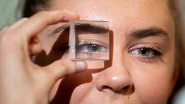 Close up of Orthoptics student having eye tested 
