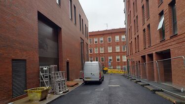 A photo of the outside of the Royce Discovery Centre in construction