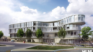 A computer generated image of what the exterior of the new Social Sciences building will look like