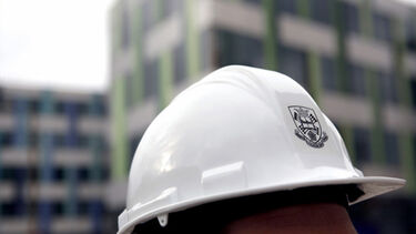 Hard hat in front of Jessop West