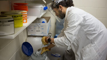 Scientist getting samples from storage