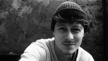 Filip De Ceuster in what looks to be an underground cave