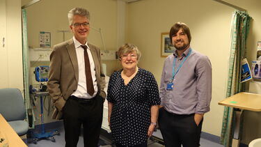 Professor Oliver Bandmann with Pam Irvine and Dr Tom Payne