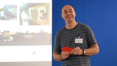 A man speaking at the Imagining North Shields Workshop