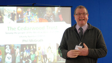 A man speaking at the Imagining North Shields Workshop