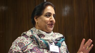A close up of a woman speaking