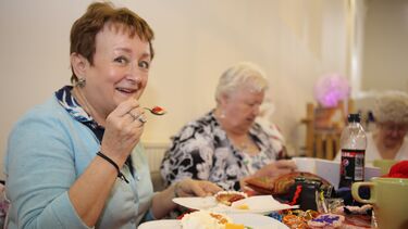 Visitor enjoying the buffet