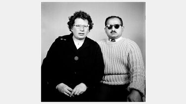 A vintage studio photograph of a couple