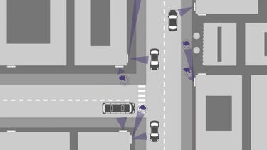 Illustration of antennas working on a city street
