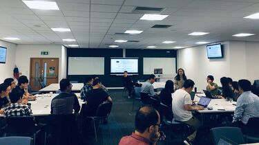 A talk happening at the year three project workshop