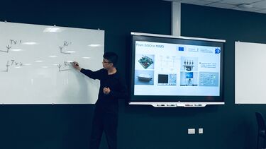 A man presenting at the year three project workshop