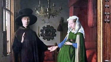 Painting by Jan Van Eyck of young couple