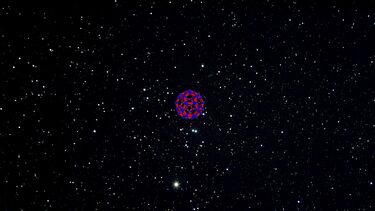 Illustration of C60 in space