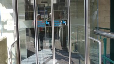 Logos on the entrance to the Kroto research institute