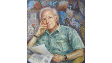 A painting of Sir Harry Kroto