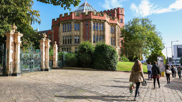 An exterior photo of Firth Court building by Weston Park gates