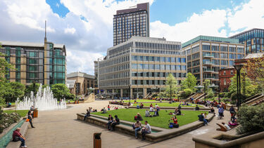 An exterior photo of Sheffield Peace Gardens