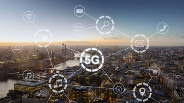 Graphic visual of 5G wireless communications network