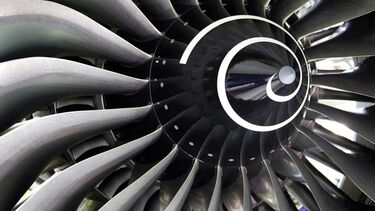 Close-up of aircraft turbine