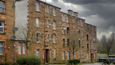 A block of flats on a cloudy day