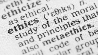 A dictionary entry for 'ethics'