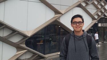 EEE student Boon Kean stands outside the Diamond building