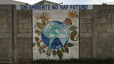 A mural on a brick wall