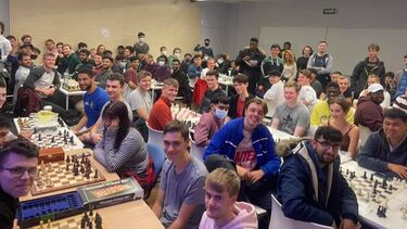 A large gathering of the Sheffield University Chess Club