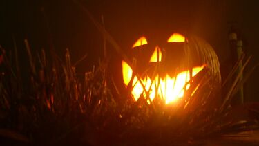 A smiling carved pumpkin