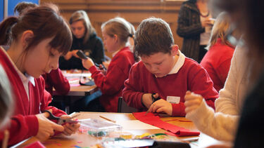 School children at an outreach event