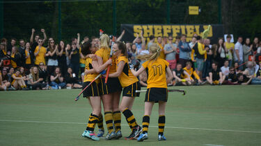 Varsity - women's hockey celebration