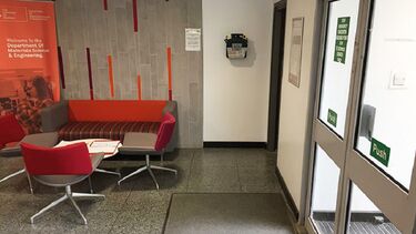 A photo of the Hadfield Tower showing the location of a defibrillator.