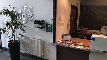 A photo of The Ridge showing the location of a defibrillator.