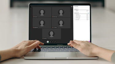 A person engaging with Blackboard Collaborate on a laptop 