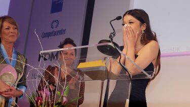 Student winning an award