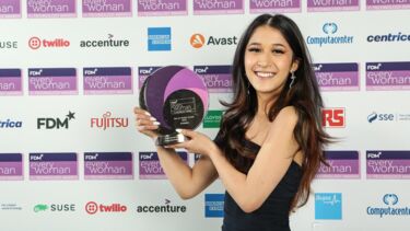 Student winning an award