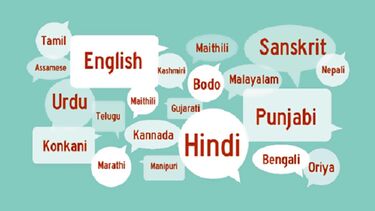 An image of lots of different speech bubbles with names of languages inside them