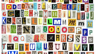 An image of the letters of the English alphabet in various shapes and styles