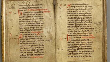 An image of a book written in Middle English