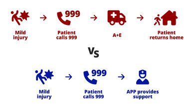 Infographic showing patient care pathways from a mild injury