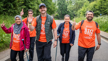A photo showing five walkers starting the Big Walk